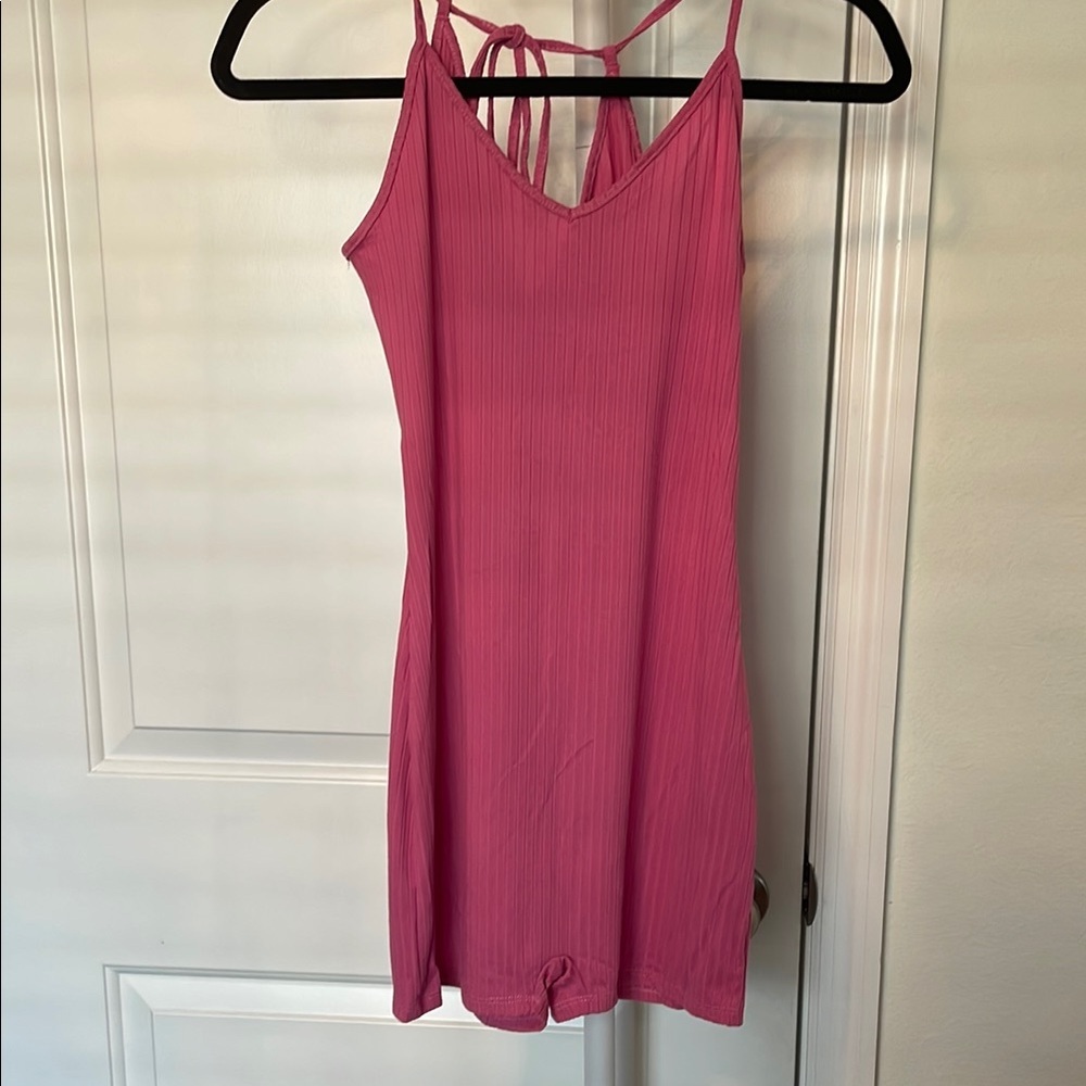 Heart & Hips Vibrant Pink Ribbed Romper